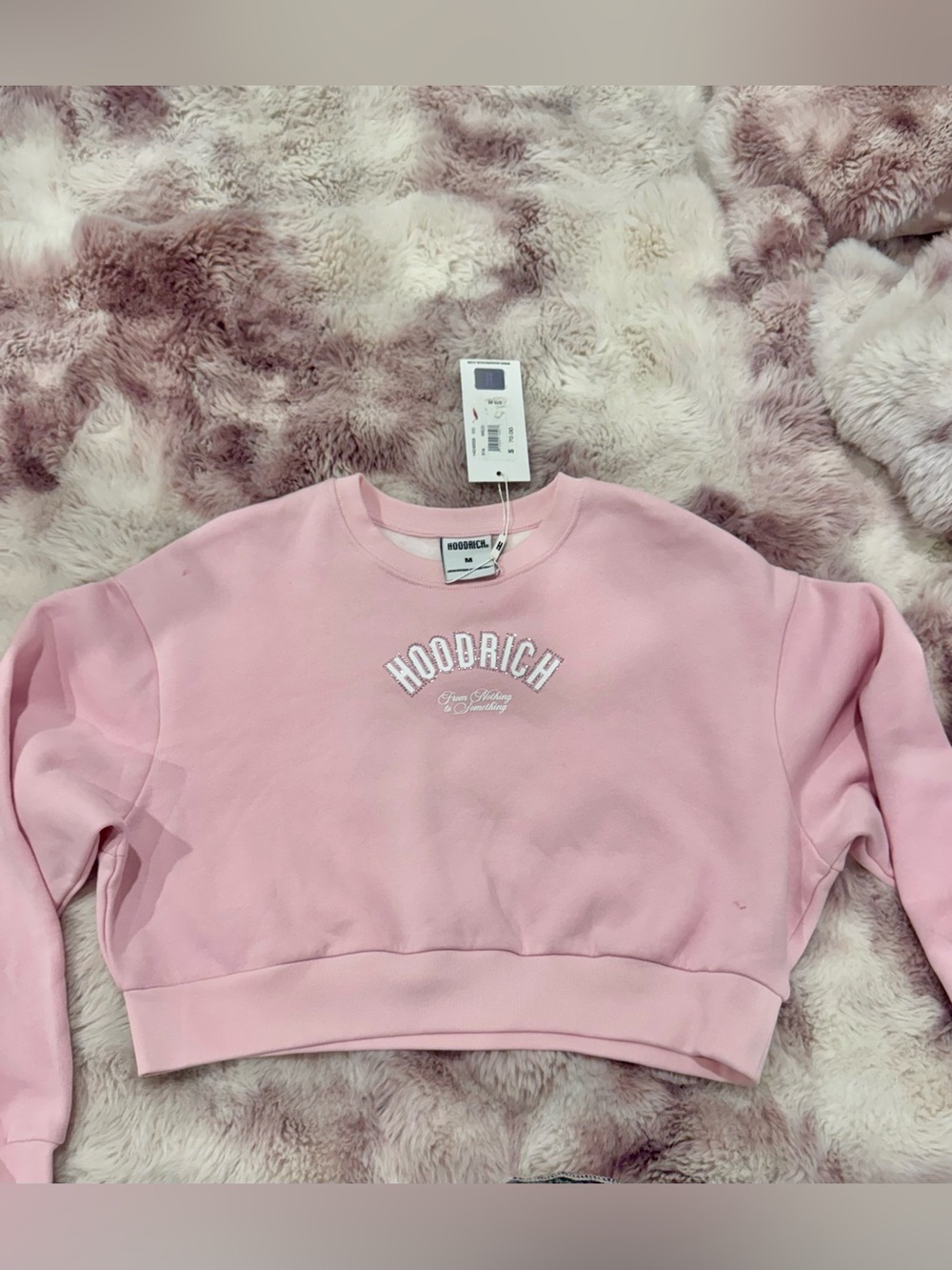 Hoodrich Pink Cropped Crewneck Sweater